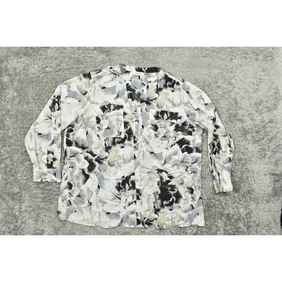 Calvin Klein Plus Size 2X Blouse Multicolor Polyester Preowned Button Up Floral - Picture 3 of 8